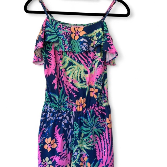 Lilly Pulitzer Romper XS Blue Floral Sleeveless Lightweight Beach Tropical - Picture 1 of 7